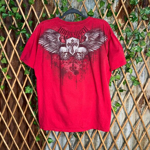 Vintage Y2K unforgiven brand grunge skull eagle cross tshirt - Picture 2 of 4